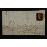 Victoria 1840 1d black on cover 'L-J' plate