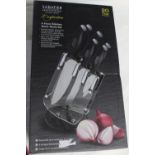 Boxed Sabatier professional six piece kitchen knife block set