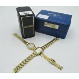 Ladies Rotary quartz wristwatch rectangular gold plated case in integral bracelet case back