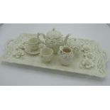 Victorian miniature Creamware part tea set and tray