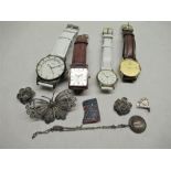 1964 Butlin Beavers Club badge, Seiko quartz wristwatch in gold plated case, three other quartz