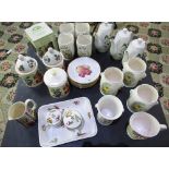 Ringtons Fruit Garden pattern storage jars, Sylvac coffee pots and vases, lustre style jug etc