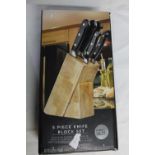 Five piece block knife set