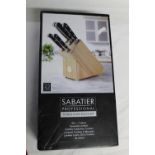 Boxed Sabatier five piece knife block set