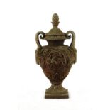 Property of a gentleman - a large modern weathered cast iron garden urn, 48ins. (122cms.) high.