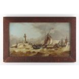 Property of a gentleman - English school, 19th century - FISHING BOATS ENTERING THE HARBOUR - oil on