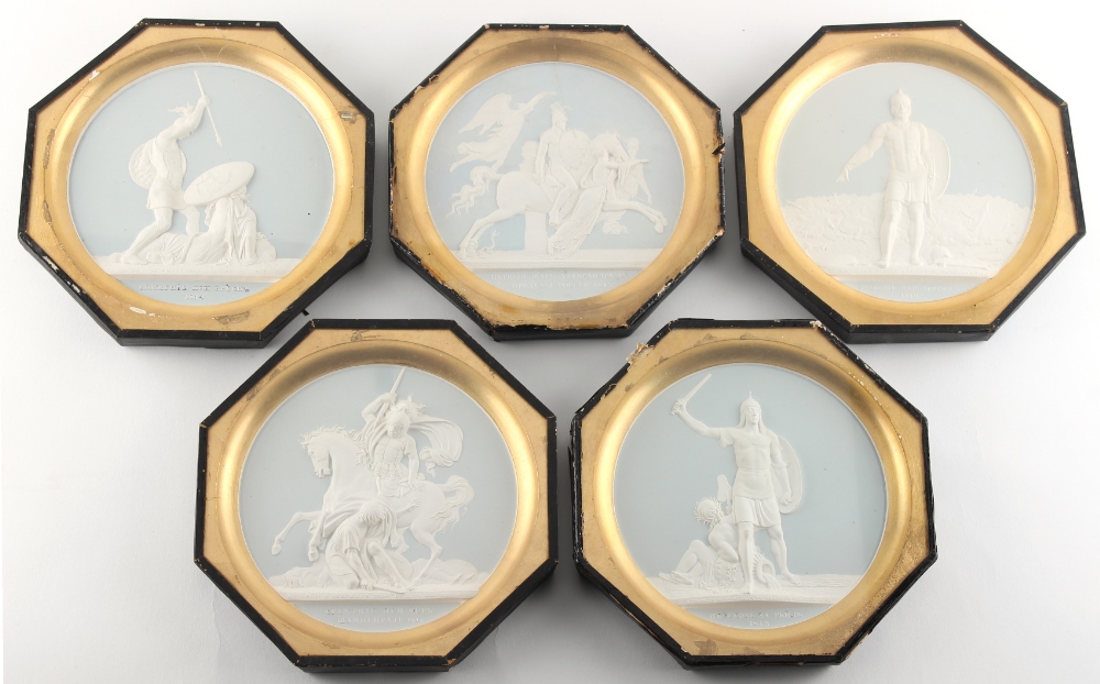 Property of a lady - a group of ten 19th century Russian two colour plaster relief plaques in - Image 2 of 3
