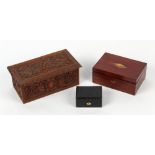 Property of a deceased estate - a carved oak rectangular box, 16ins. (40.5cms.) wide; together