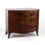 Property of a deceased estate - a George III mahogany bow-fronted chest of three long graduated