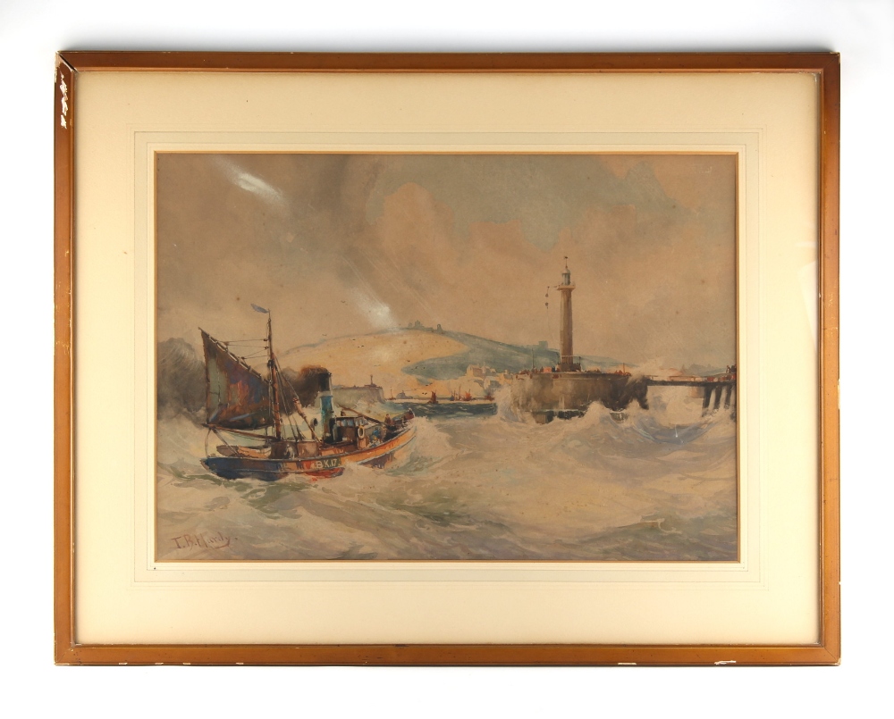 Property of a gentleman - Thomas Bush Hardy (1842-1897) - CHOPPY SEAS AT HARBOUR MOUTH -