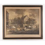 Property of a deceased estate - after George Morland - 'A MAD BULL' - aquatint, 13.4 by 16.55ins. (