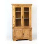 Property of a deceased estate - a 19th century pine cabinet or small dresser, with two glazed