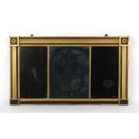 Property of a lady - a 19th century black & gilt framed triple plate overmantel mirror, 46ins. (