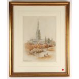 Property of a lady - Arthur C Payne (b. ca. 1858) - 'SALISBURY CATHEDRAL FROM THE RIVER AVON' -