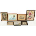 Property of a lady - a group of seven assorted watercolours, all framed (7).