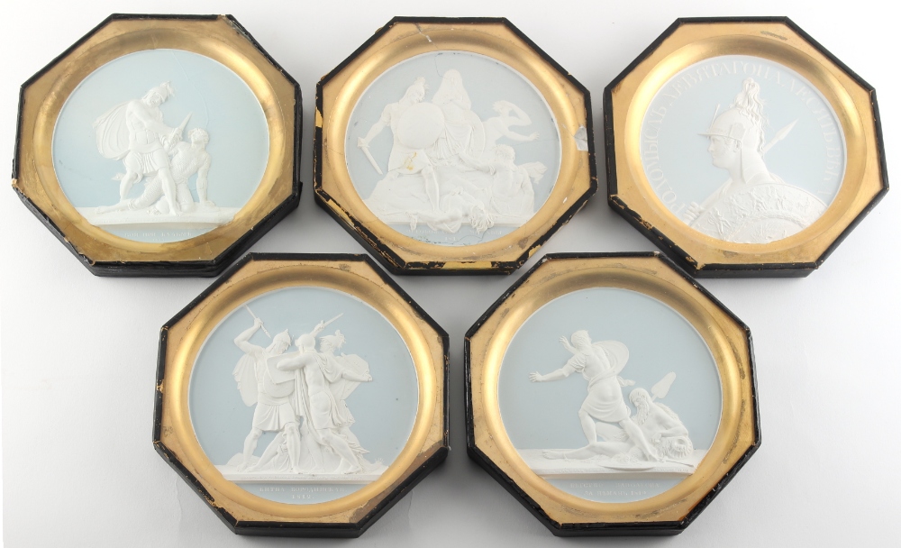 Property of a lady - a group of ten 19th century Russian two colour plaster relief plaques in - Image 3 of 3