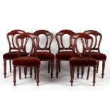 Property of a lady - a set of six Victorian mahogany dining chairs, with rust coloured upholstery (