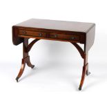 Property of a deceased estate - a Regency style mahogany & calamander crossbanded sofa table, 37ins.
