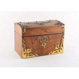 Property of a deceased estate - a Victorian brass mounted walnut domed tea caddy, with two