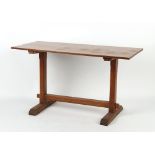 Property of a lady - a mid 20th century oak refectory table, stamped to the underside with the
