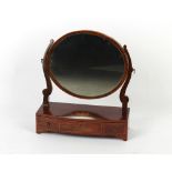 Property of a deceased estate - a mahogany oval swing-frame toilet mirror with inlaid Prince of