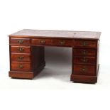 Property of a lady - a late Victorian walnut twin pedestal desk, the drawers with J.T. Needs late