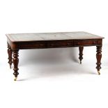 Property of a gentleman - a large Victorian style mahogany library table with green leather inset