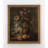 Property of a lady - 18th century Dutch school - STILL LIFE OF FLOWERS IN A BASKET - oil on