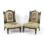 Property of a lady - a pair of late Victorian Aesthetic Movement ebonised & upholstered nursing