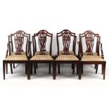 Property of a lady - a set of eight George III mahogany country Hepplewhite dining chairs, including