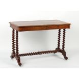 Property of a deceased estate - a Victorian walnut stretcher table, with two frieze drawers,