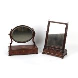 Property of a lady - an 18th century George II/III mahogany swing-frame toilet mirror with three-