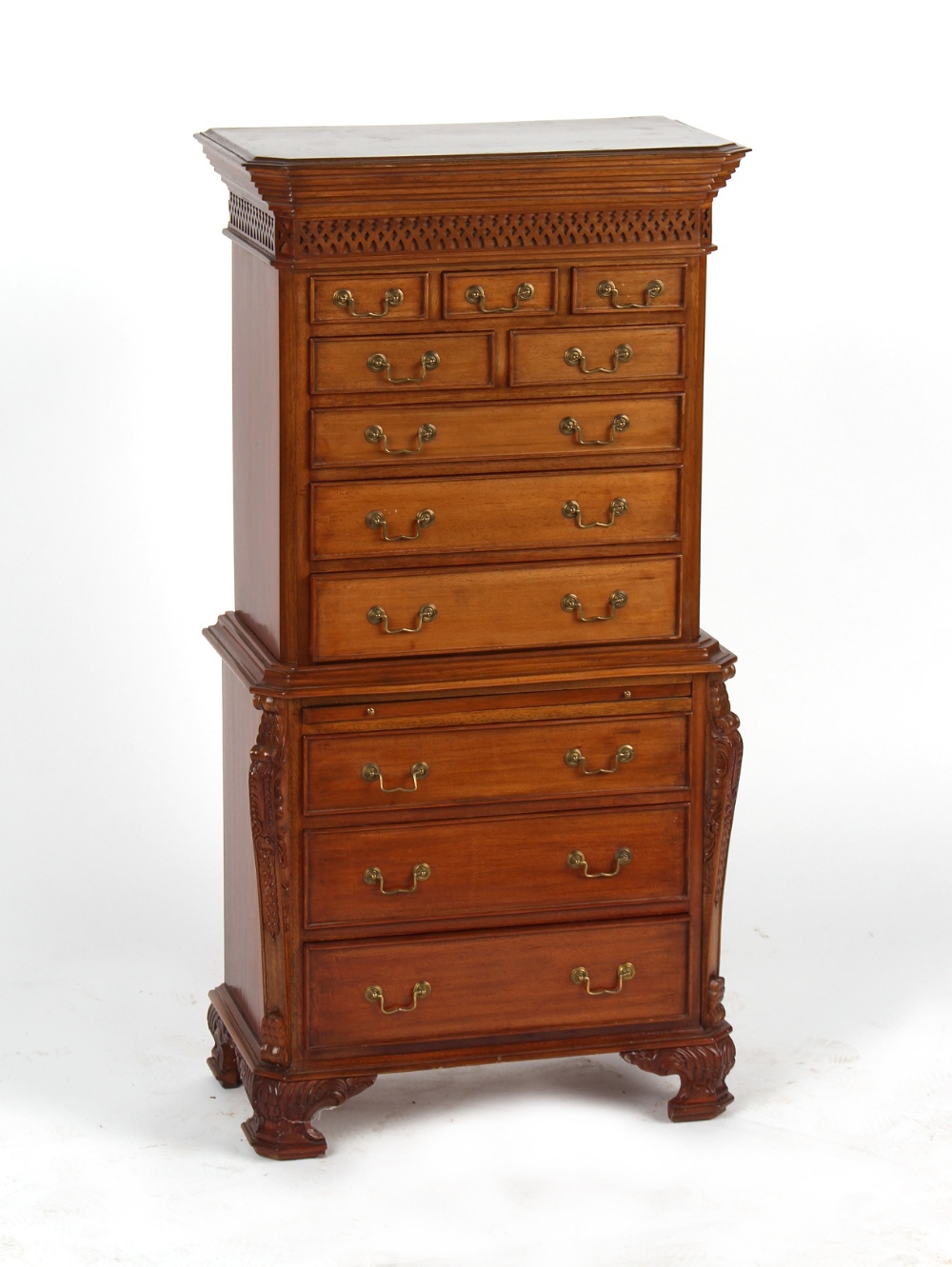 Property of a deceased estate - a modern reproduction miniature chest-on-chest or tallboy, 39ins. (