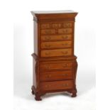 Property of a deceased estate - a modern reproduction miniature chest-on-chest or tallboy, 39ins. (