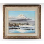 Property of a lady - Hayashi Nobuo (Japanese, b.1925) - MOUNT FUJI WINTER LANDSCAPE - oil on canvas,