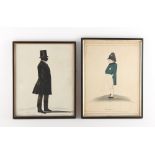 A mid 19th century full length silhouette of a gentleman, with 'bronzing' and highlighting, 10.65 by