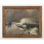 Property of a lady - Frank Lewis Emanuel (1865-1948) - 'A GALE, BRIDPORT' - oil on canvas, 35.25