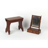 Property of a lady - a walnut & feather-banded swing-frame toilet mirror; together with an oak