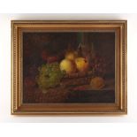 Property of a deceased estate - James Poulton (fl.1844-1859) - STILL LIFE OF FRUIT IN A BASKET - oil