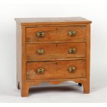 Property of a deceased estate - an Edwardian satin walnut chest of three long drawers, 29.5ins. (