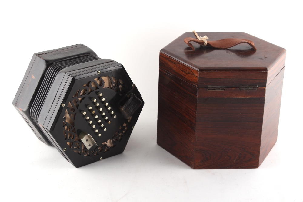 Property of a gentleman - a Wheatstone 48-button concertina, minor losses to fretwork, working - Image 2 of 3