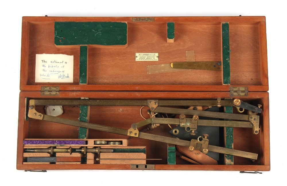 Property of a deceased estate - a lacquered brass pantograph by Stanley, London, with accessories in