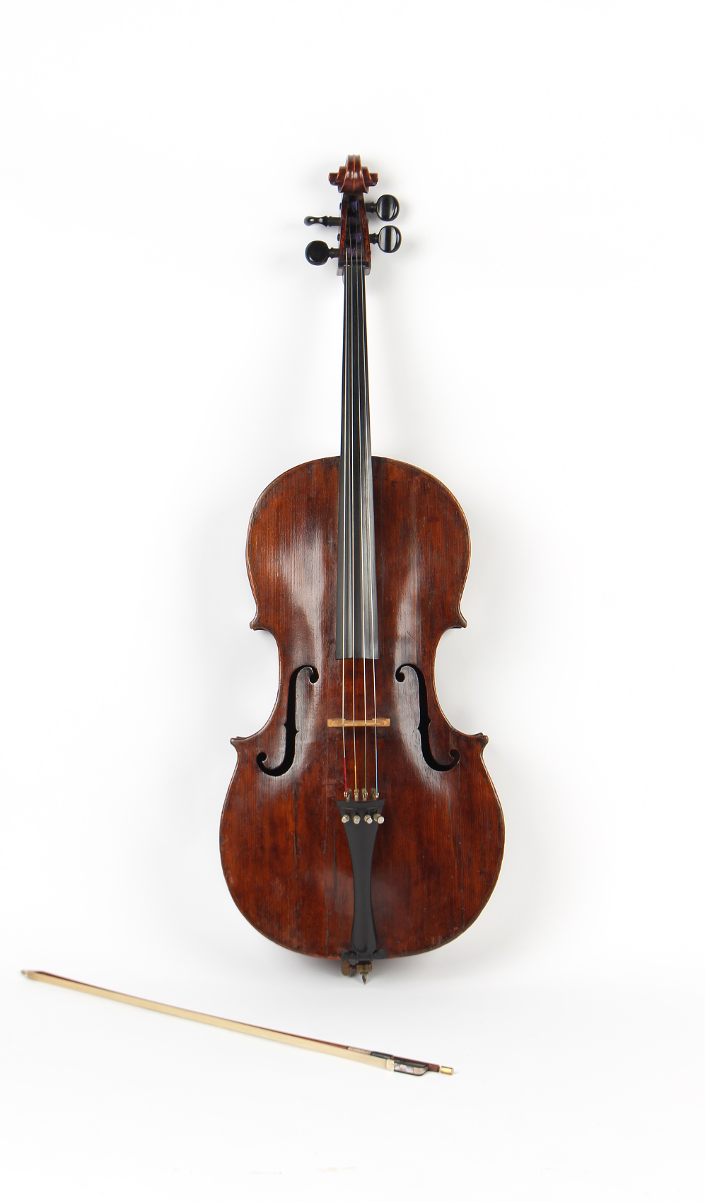 Property of a deceased estate - a cello, probably late 19th century German, with bow, the bow