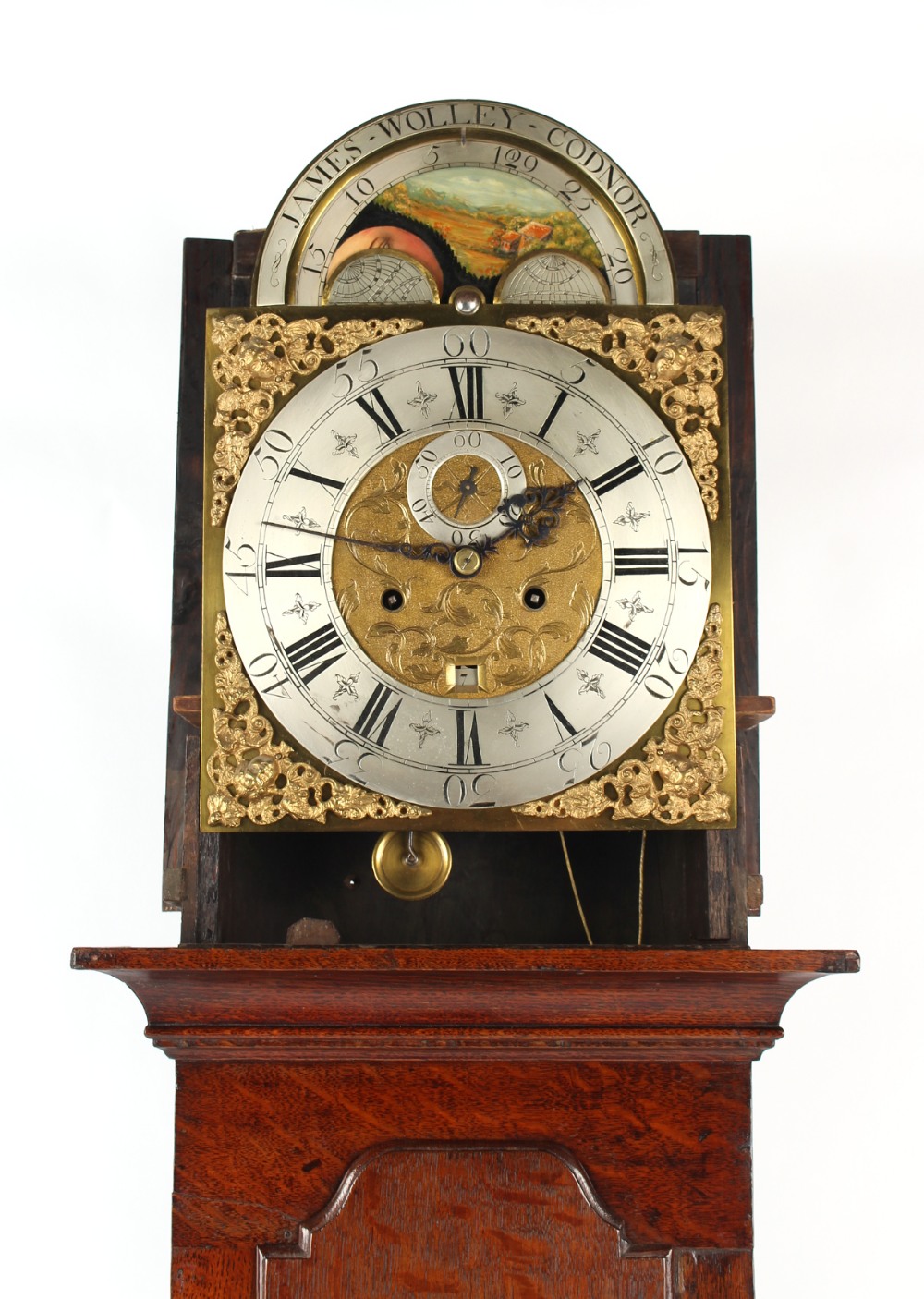 Property of a deceased estate - a George III oak 8-day striking longcase clock, the arched - Image 2 of 2