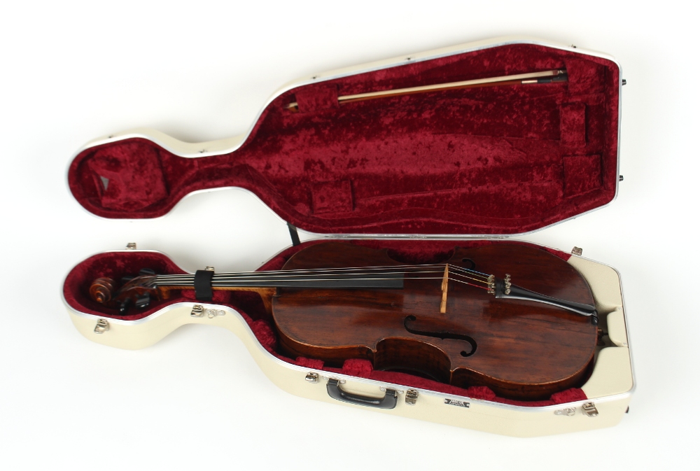 Property of a deceased estate - a cello, probably late 19th century German, with bow, the bow - Image 11 of 12