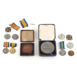 Property of a deceased estate - a box containing assorted military & other medals including a pair