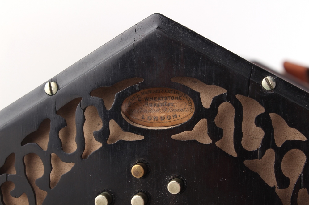 Property of a gentleman - a Wheatstone 48-button concertina, minor losses to fretwork, working - Image 3 of 3