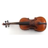 Property of a deceased estate - a late 19th century German violin, old paper label inscribed '