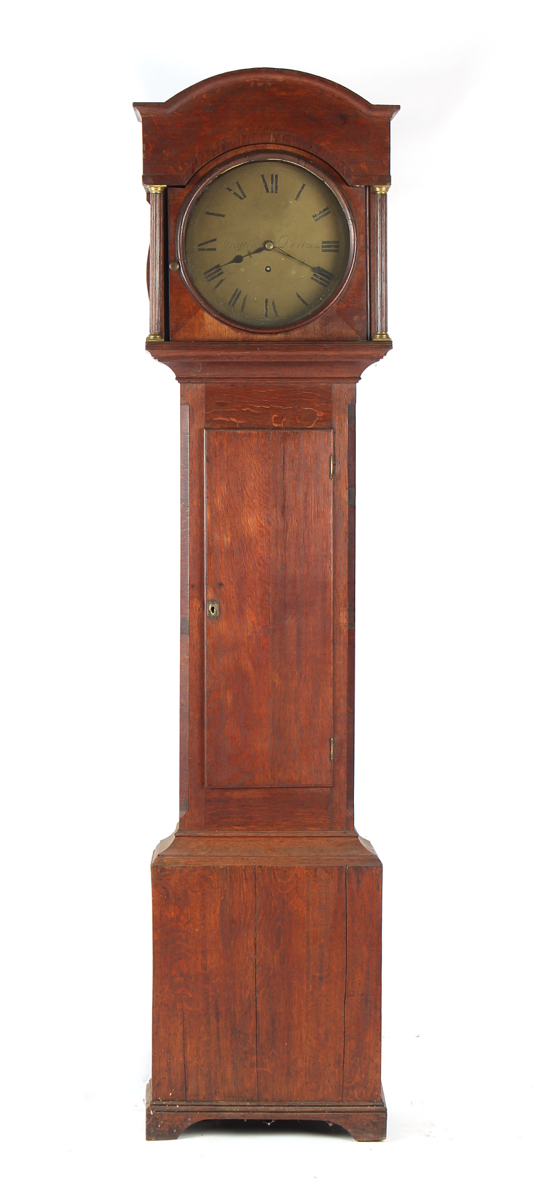 Property of a gentleman - a 19th century oak 30-hour longcase clock, the brass circular dial