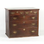 Property of a lady - an early 18th century oak chest of two short & three long drawers, 37.5ins. (